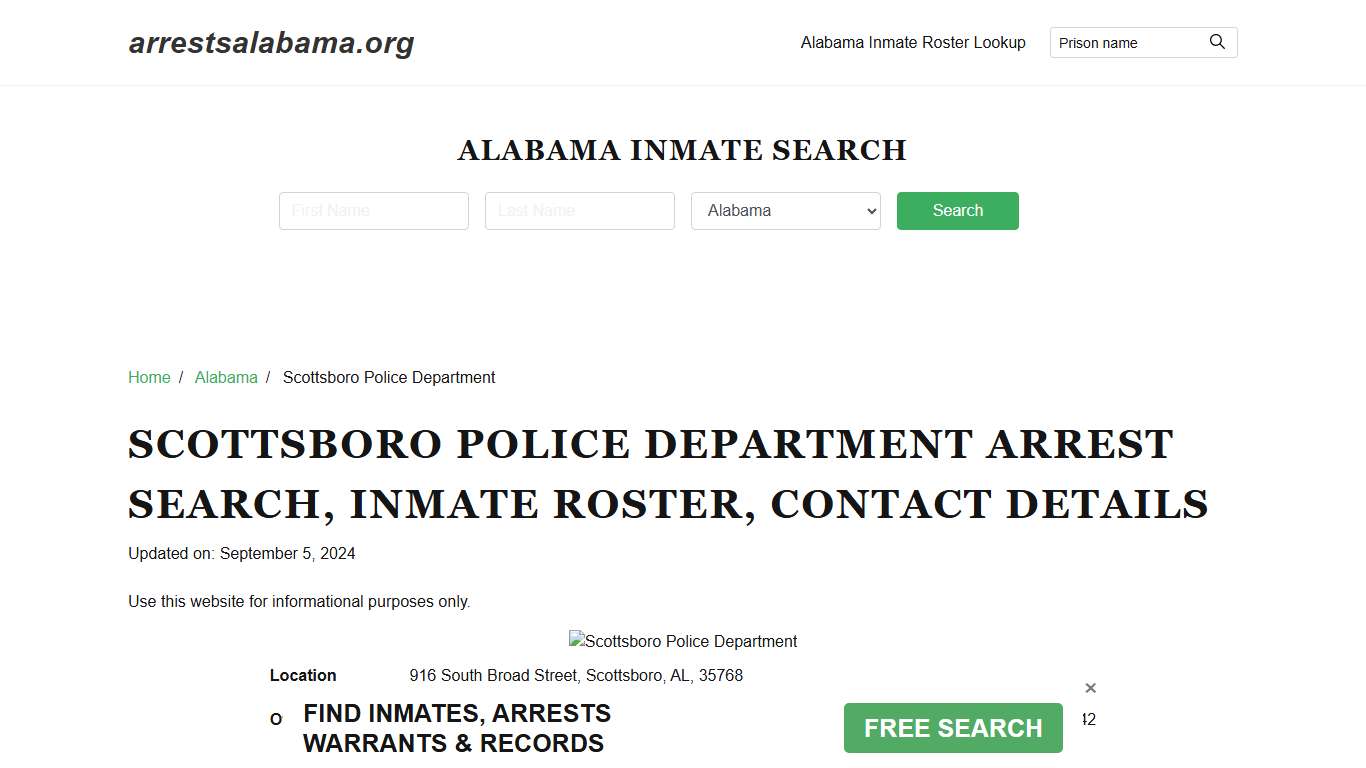 Scottsboro Police Department, AL Arrests, Warrants, Jail Roster Lookup