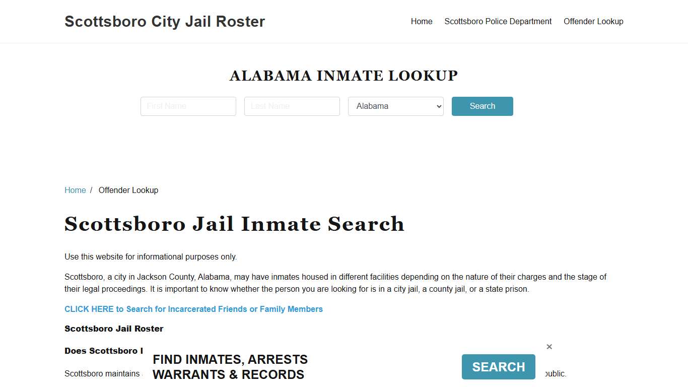 Scottsboro, AL Detainee Lookup